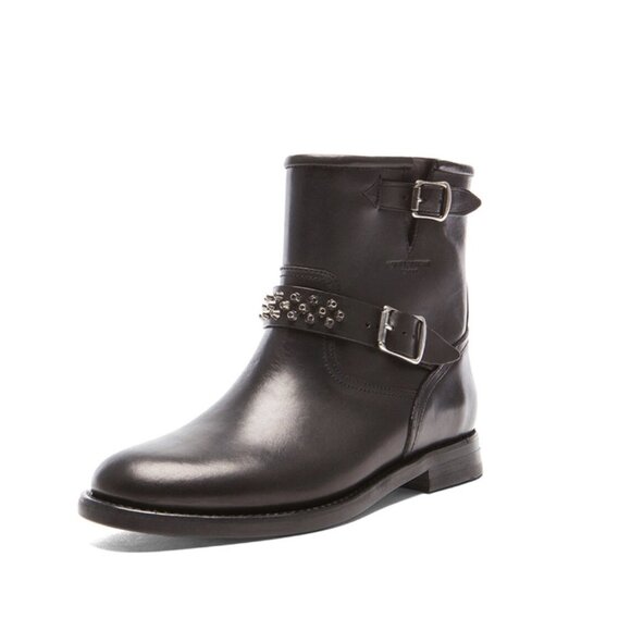 Saint Laurent Studded Motorcycle Boots EUC Grunge Moto Leather Combat Boots 38 - Picture 1 of 9